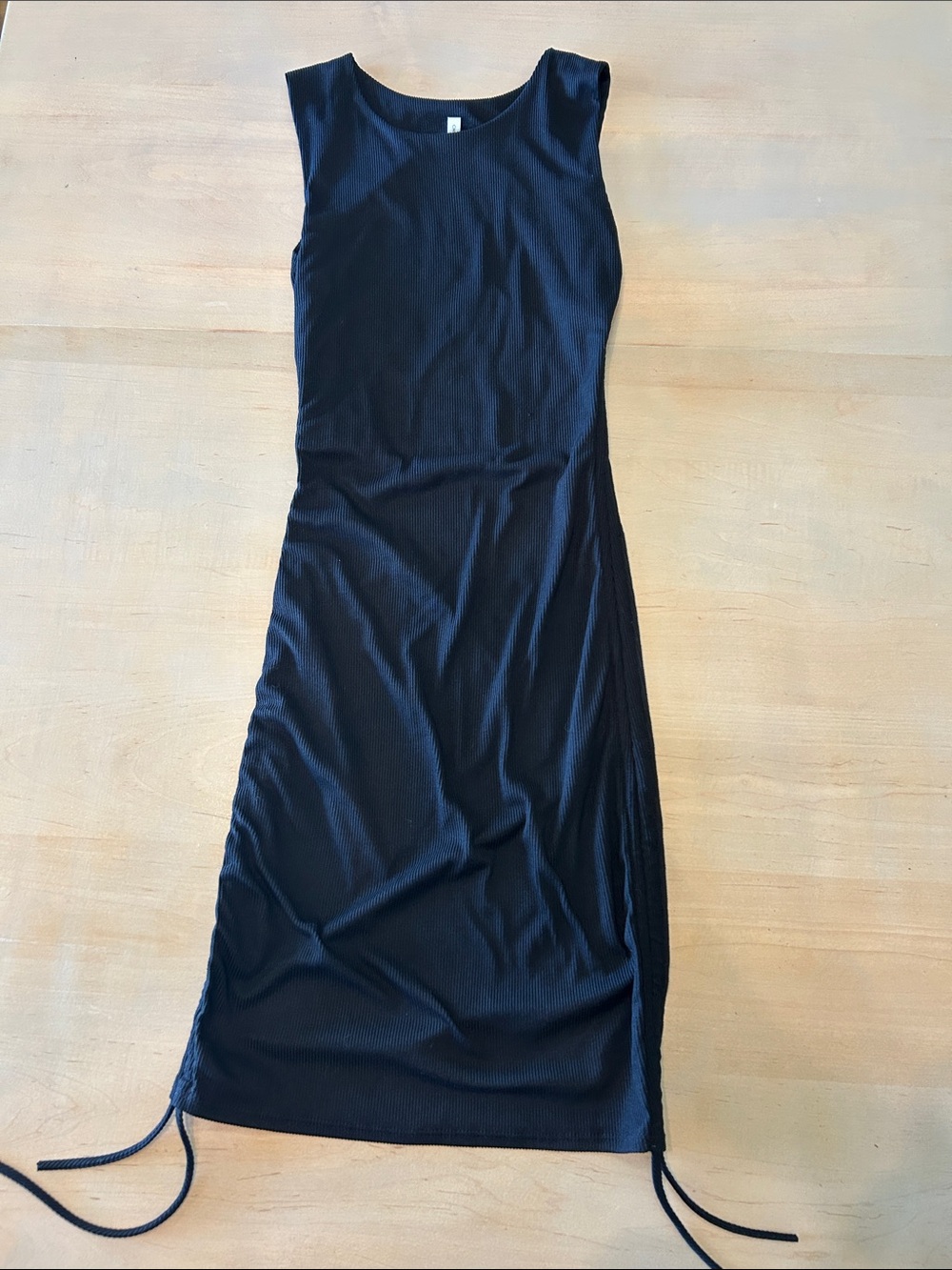 Chocolate Black Sleeveless Midi Dress with Side Ties